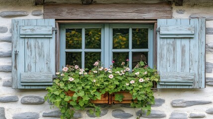 Rustic window with flower box
