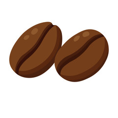 Vector coffee beans in rich brown tones, cozy cartoon clipart for cafe and food-related designs.