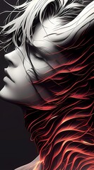 Anime digital art person profile futuristic