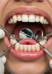Detailed Photo of Teeth Exam by Dentist for Oral Health Care