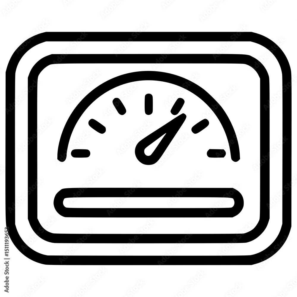 Poster simple icon representing a measurement gauge with a needle pointer
