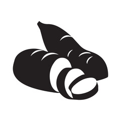 Cassava root vector illustration, sliced cassava, cassava plant icon art silhouette