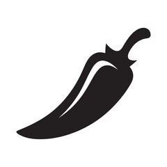 Black silhouette of chili pepper vector illustration hot spicy food