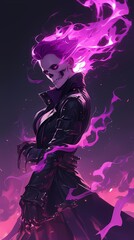 Anime character with skull face and sword