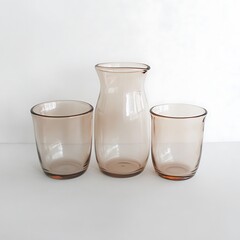 Elegant glassware arrangement, showcasing minimalist design and neutral color palette