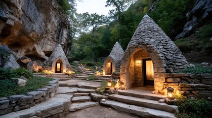 Stone cone dwelling structures in nature