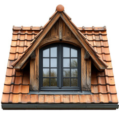 Obraz premium Charming dormer window nestled in a rustic tiled roof, architectural detail and design