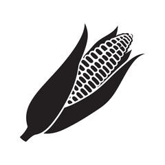 Black and white corn on the cob vector illustration simple design silhouette