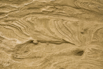 Weathered sandstone at a beach showing a symmetrical wave like erosion pattern_20100904_03513.