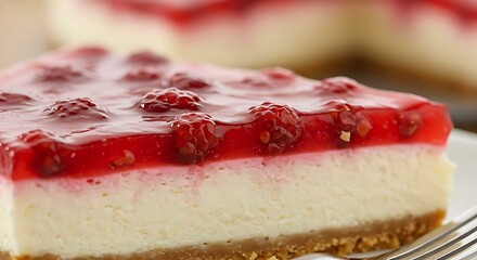 Macro of raspberry cheesecake