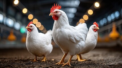 White chickens on farm