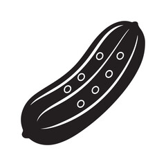Black and white vector illustration of a pickle for design elements silhouette