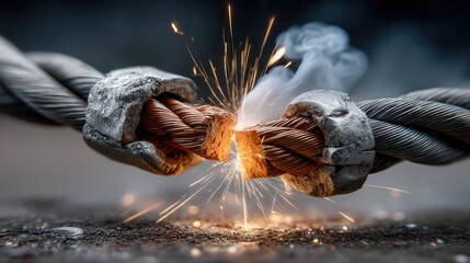 Wire breakage with sparks