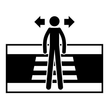 "Look both ways before crossing the street" icon / sign