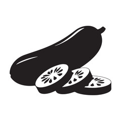 Fresh cucumber sliced vector illustration healthy food ingredient art silhouette