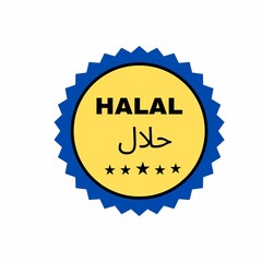 stamp text HALAL, badge text HALAL, label, tag, icon, stamp for packaging bag and boxes, label best choice label, best choice label