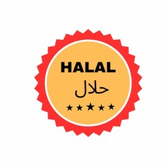 stamp text HALAL, badge text HALAL, label, tag, icon, stamp for packaging bag and boxes, label best choice label, best choice label