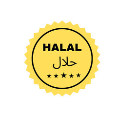 stamp text HALAL, badge text HALAL, label, tag, icon, stamp for packaging bag and boxes, label best choice label, best choice label