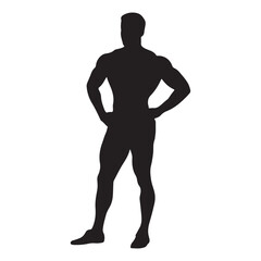 Bodybuilder silhouette fitness workout gym training muscular man pose