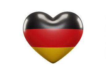Naklejka premium A heart-shaped representation of the German flag, symbolizing love for Germany, on white.