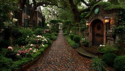 Obraz premium Charleston Alley Garden Pathway.