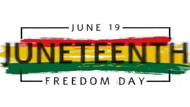 Juneteenth Freedom Day Celebration: Red, Yellow and Green Brushstroke Design, Celebrating the Rich Culture and Heritage of African Americans on a White Background