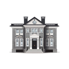 Fototapeta premium Detailed Gray House Front Facade Icon Vector Illustration for Architecture Projects
