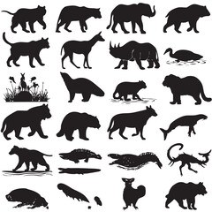 zoo animal silhouette set, Black & White silhouette set