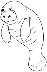 Manatee Vector Outline Line Art Drawing