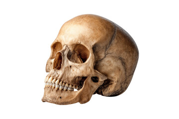 Naklejka premium Realistic human skull model isolated on transparent background