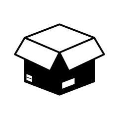 Black and white cardboard box solid icon