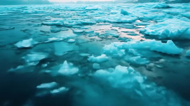 Ice chunks float in a frigid ocean a breathtaking display of nature s power