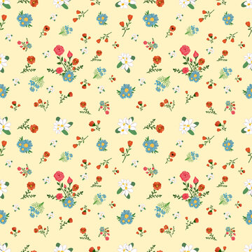 Floral seamless pattern in soft tones with Small little flower pattern background. Repeat pattern. a delicate and timeless style. Ditsy floral for fashion, texture, fabric, wallpaper, decor
