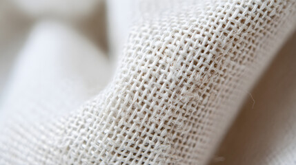Textured linen fabric with subtle weave details, conveying natural simplicity and organic elegance.