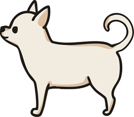 横から見た可愛いスムースチワワ（クリーム）のイラスト