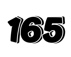 Stylized black number 165 on transparent background, with a bold, 3D appearance and shadow effects for added depth and dimension.