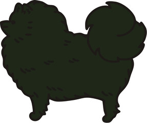 横から見た可愛いポメラニアン(ブラック)のイラスト