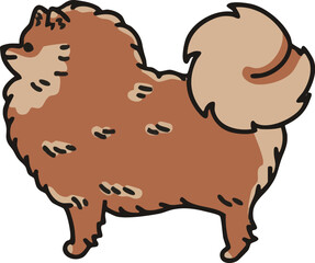 横から見た可愛いポメラニアン(レッド)のイラスト