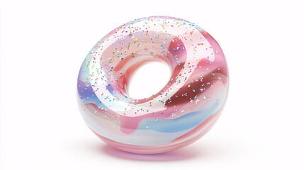 Swirled Donut with Pink Glaze, and Sprinkles.