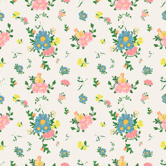 Floral seamless pattern in soft tones with Small little flower pattern background. Repeat pattern. a delicate and timeless style. Ditsy floral for fashion, texture, fabric, wallpaper, decor
