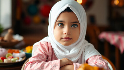 Portrait of a Young Girl Wearing a Hijab