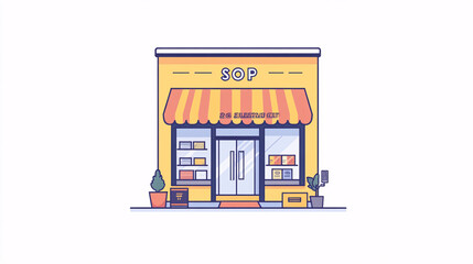 Obraz premium Small Shop Exterior Illustration.