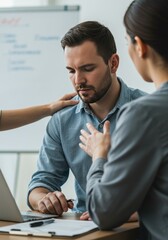 Empathy Photo Man Receives Comfort at Office with Encouragement Support