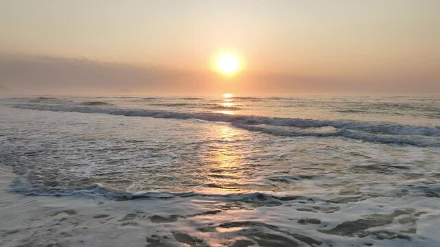 Florianopolis in Santa Catarina during a wonderful sunrise. Mo&ccedil;ambique Beach in aerial view.