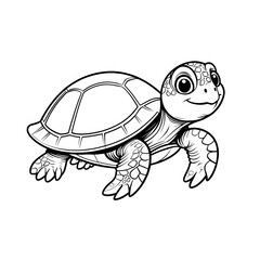 A turtle is shown in a black and white drawing.