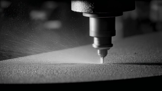 Laser scanning system meticulously examining lunar dust coated pressure vessel doubler plates, revealing intricate surface details for space exploration research