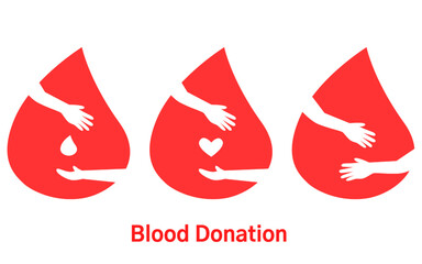 simple illustration for blood donor day. blood drop with hands. blood drop with embracing hands. blood donation. 14 june blood donor day