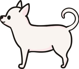 横から見た可愛いスムースチワワ（ホワイト）のイラスト