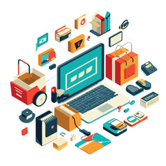 Fototapeta premium Professional Online Shopping and Marketing Vector Illustration for E-commerce Websites