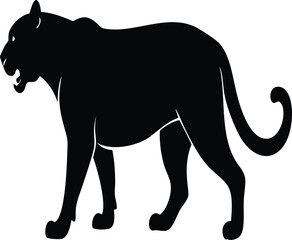 Fototapeta premium Detailed Black and White Tiger Silhouette Vector – Wildlife Animal Illustration